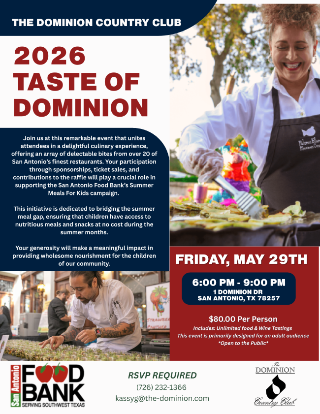 2026 Taste of The Dominion Benefits San Antonio Food Bank — The Dominion San Antonio